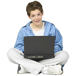 young boy with laptop
